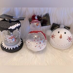 Set of three snowman ornaments